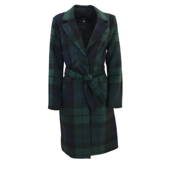 PLAID WRAP BELTED COAT - Picture 6 of 7